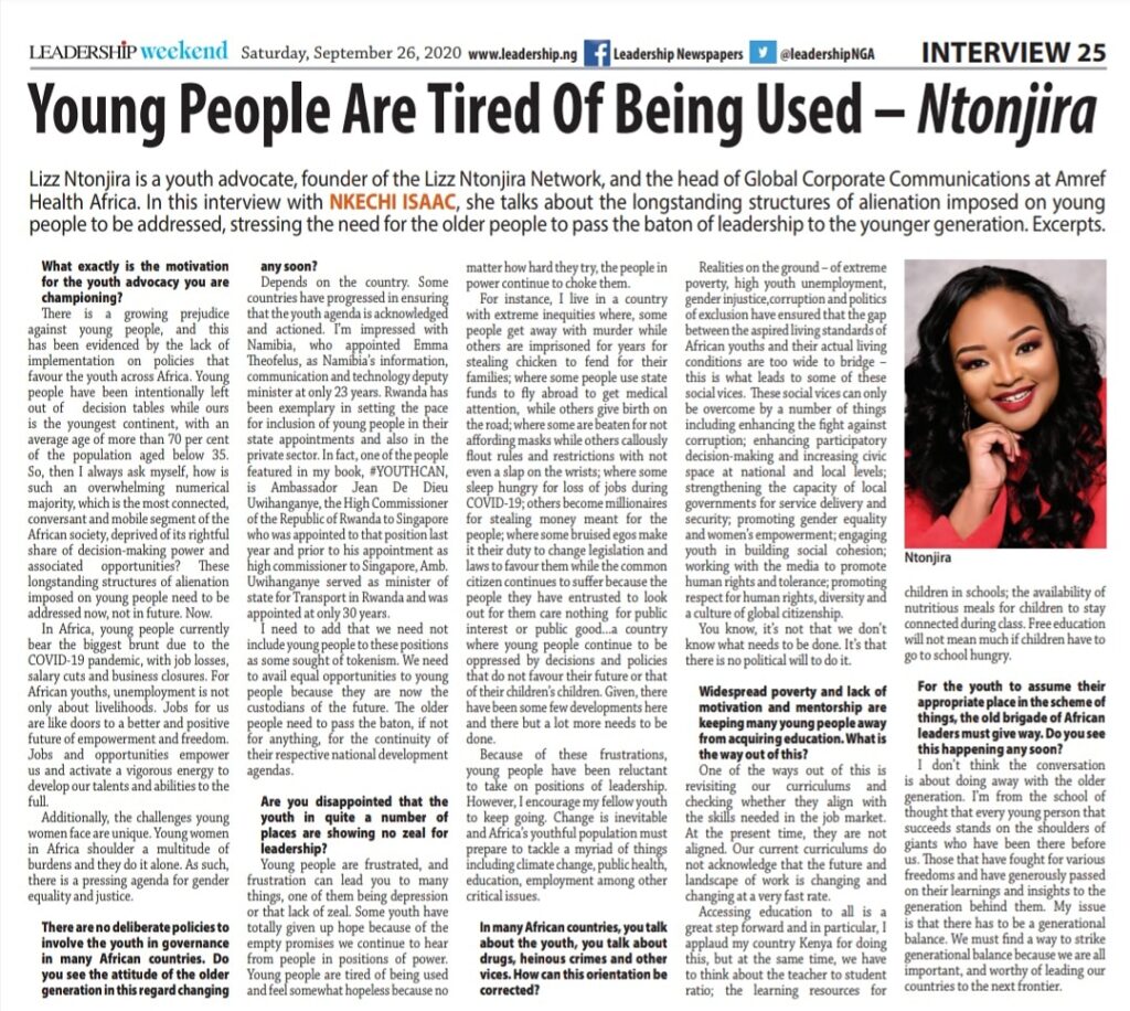 Young People Are Tired Of Being Used – Ntonjira